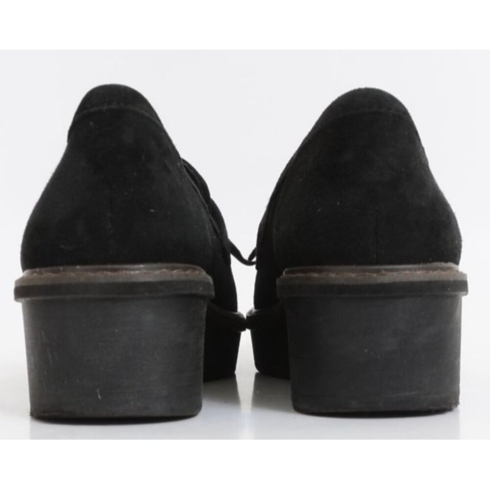 Clarks Women's 8 Airabell Slip On Tassle Loafer Black Suede Wedge Platform - Picture 5 of 10